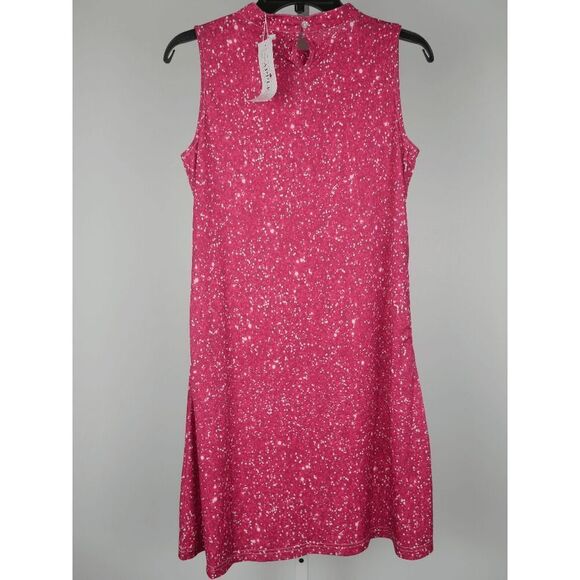Bon Apple Tea Pink Sleeveless Dress M Keyhole Front & Back w/ Pockets - Picture 3 of 10